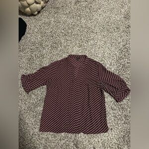 Ann Taylor Maroon and White Dot Top